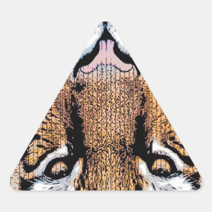 Fet Tiger Porträtt Graphic Press Stil Triangelformat Klistermärke