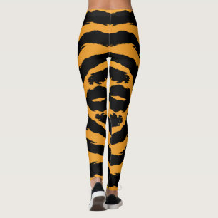 Fet tiger randigt mönster svart orange djurhud leggings