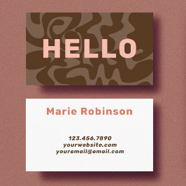 Fet Tont Retro Mörk Brown Rosa Hej Visitkort