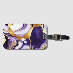 Fet Trendig lila gult Guld faux marble Bagagebricka