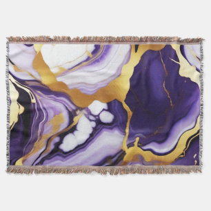 Fet Trendig lila gult Guld faux marble Filt