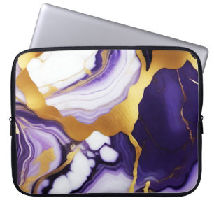 Fet Trendig lila gult Guld faux marble Laptop Fodral