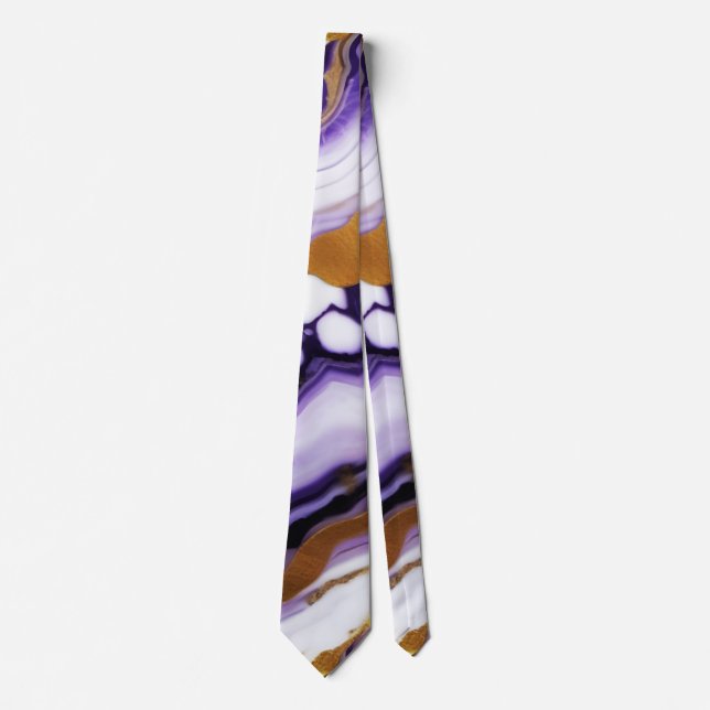 Fet Trendig lila gult Guld faux marble Slips (Framsida)