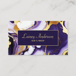 Fet Trendig lila gult Guld faux marble Visitkort