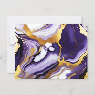 Fet Trendig lila gult Guld faux marble Vykort