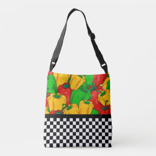 Fet Tri-Färgad Peppers och Checkerboard Axelväska