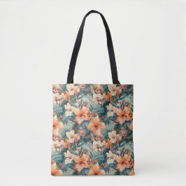 Fet Tropical Hibiscus Large Shoulder Tote Tygkasse