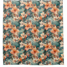 Fet Tropical Hibiscus Shower Curtain