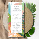 Fet tropisk Abstrakt Coral Teal Bröllop Meny<br><div class="desc">Impress dina gäster med vår djärva Tropiska Abstrakt Coral Teal Menus. Den eleganta,  moderna designen kombinerad med tropiska nyanser gör att din matupplevelse blir både elegant och oförglömlig.</div>