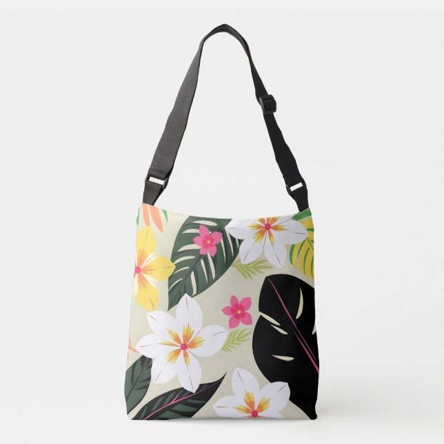 Fet Tropiskt Blommönster Axelväska (Framsida)