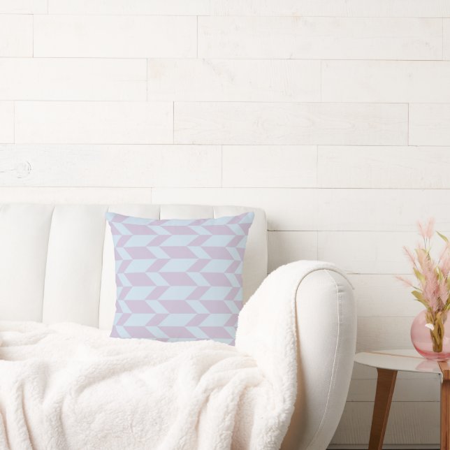Fet tvåtonspil Chevron Rand Pulver Pastel Kudde (Soffa)