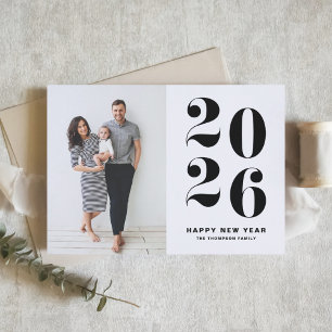 Fet typografi 2022, svart, Gott nytt år-foto Helgkort