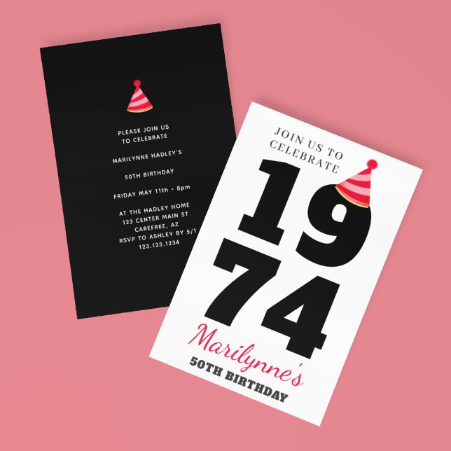 Fet typografi 50:e födelsedagen inbjudningar (Skapare uppladdad)