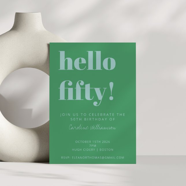 Fet typografi Blå Grön Modern 50-årsdag Inbjudningar (Skapare uppladdad)