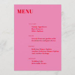 Fet typografi Bright Rosa Red Modern Minimalist Meny
