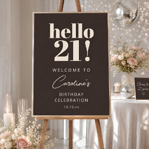 Fet typografi Brun Modern 21-års välkomstskylt Poster