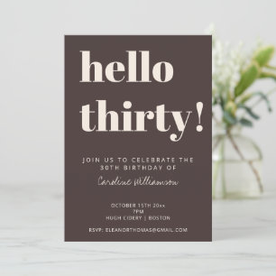 Fet typografi Brun Modern 30-årsfest Inbjudningar