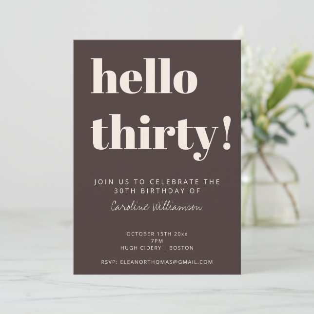 Fet typografi Brun Modern 30-årsfest Inbjudningar (Stående Fram)
