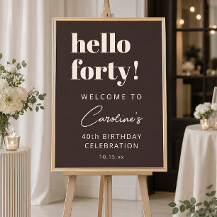 Fet typografi Brun Modern 40-års välkomstskylt Poster