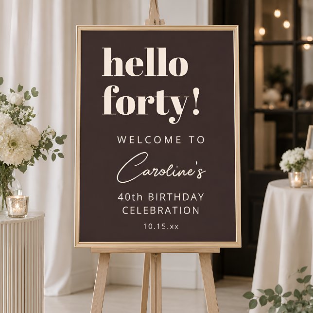 Fet typografi Brun Modern 40-års välkomstskylt Poster (Skapare uppladdad)