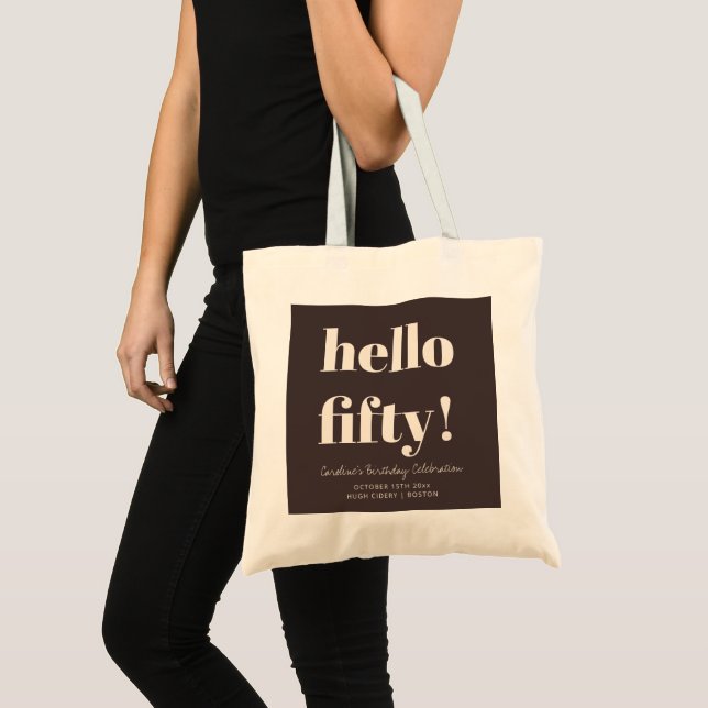 Fet typografi Brun Modern 50-årsdag Anpassad Tygkasse (Framsida (produkt))