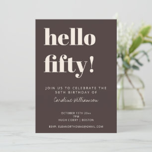 Fet typografi Brun Modern 50-årsfest Inbjudningar