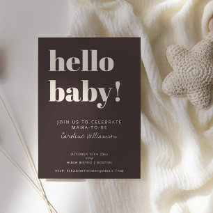 Fet typografi Brun Modern Söt Bebis Baby Shower Inbjudningar