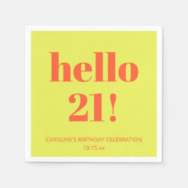 Fet typografi Chartreuse Modern 21-årsdag Pappersservett