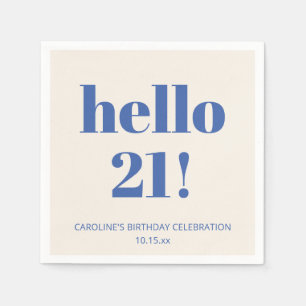 Fet typografi Elfenbensblå Modern 21-årsdag Pappersservett