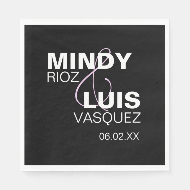 Fet typografi et-tecken rosa svart pappersservett (Framsidan)