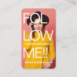 Fet typografi följt mig Social Media Fullt Photo Visitkort