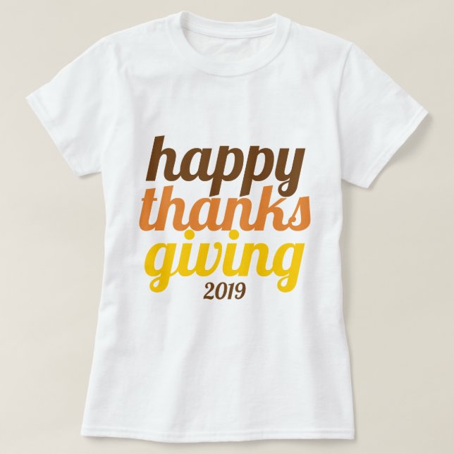 Fet typografi Friendsgiving 2019 fall färg T Shirt (Design framsida)