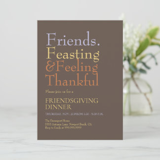 Fet typografi Friendsgiving middagsfest  Inbjudningar