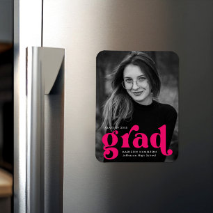 Fet Typografi Fuchsia Photo Studenten Magnet