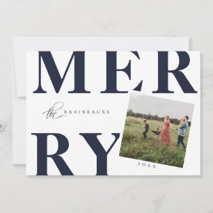 Fet typografi GOD JUL Fotokort Marinblå Julkort