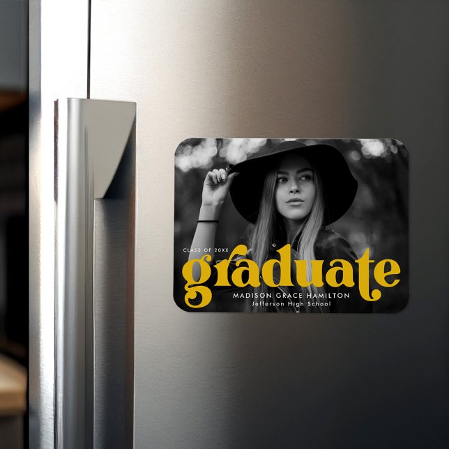 Fet Typografi, Gult Foto Studenten Magnet (Skapare uppladdad)