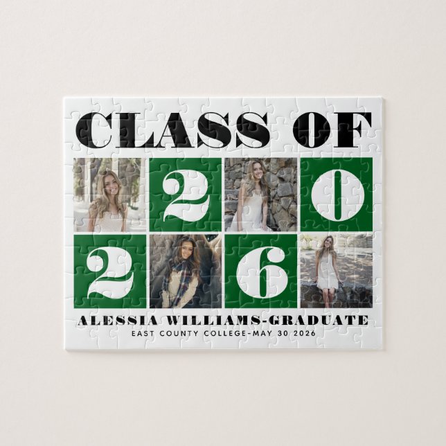 Fet typografi Klass 2026 fotokollage grön Pussel (Horisontell)