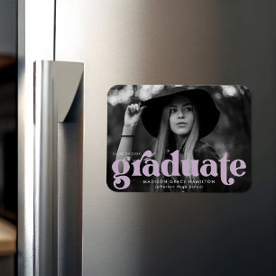 Fet Typografi Lilac Lila Photo Studenten Magnet