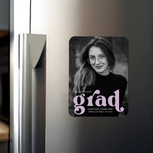Fet Typografi Lilac Lila Photo Studenten Magnet