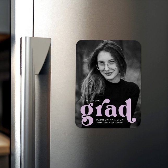Fet Typografi Lilac Lila Photo Studenten Magnet (Skapare uppladdad)