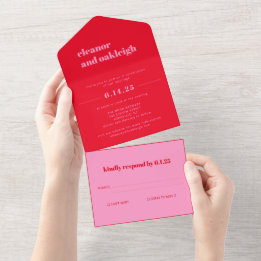 Fet typografi Ljus rosa och röd Modern Bröllop