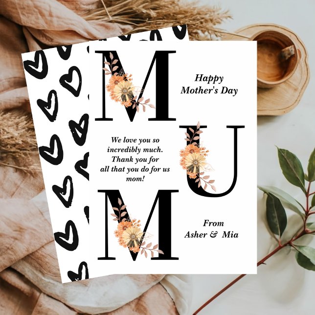 Fet typografi Mamma Blommig Glad mors dag-kort (Skapare uppladdad)