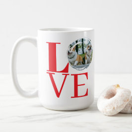 Fet typografi med anpassningsbar fotoram KÄRLEK Kaffemugg