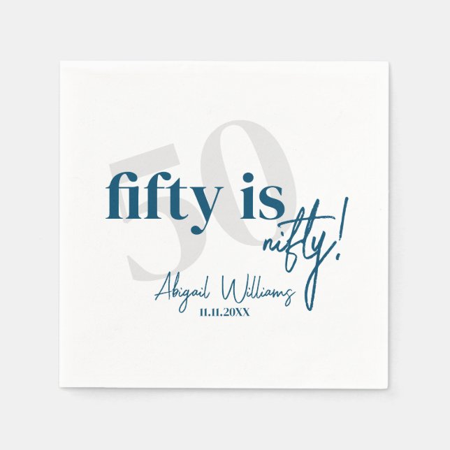 Fet typografi med kalligrafi 50-årsfest pappersservett (Framsidan)