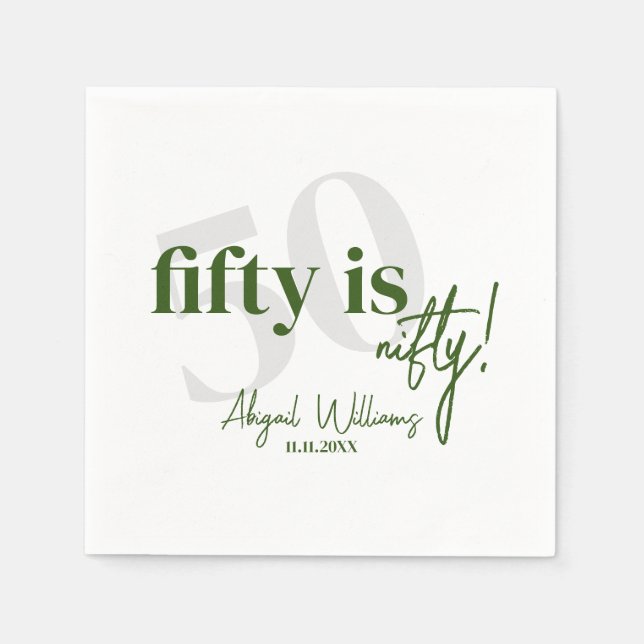 Fet typografi med kalligrafi 50:e Födelsedagsfeste Pappersservett (Framsidan)