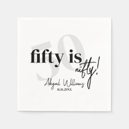 Fet typografi med kalligrafi 50:e Födelsedagsfeste Pappersservett