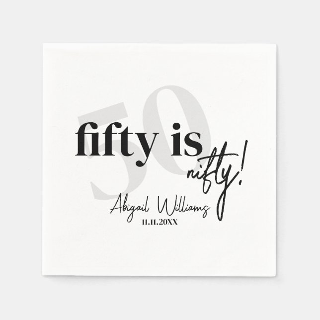 Fet typografi med kalligrafi 50:e Födelsedagsfeste Pappersservett (Framsidan)