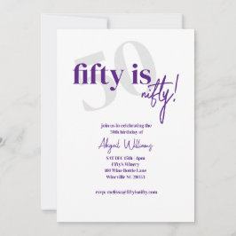 Fet typografi med kalligrafi 50 Nifty födelsedag Inbjudningar