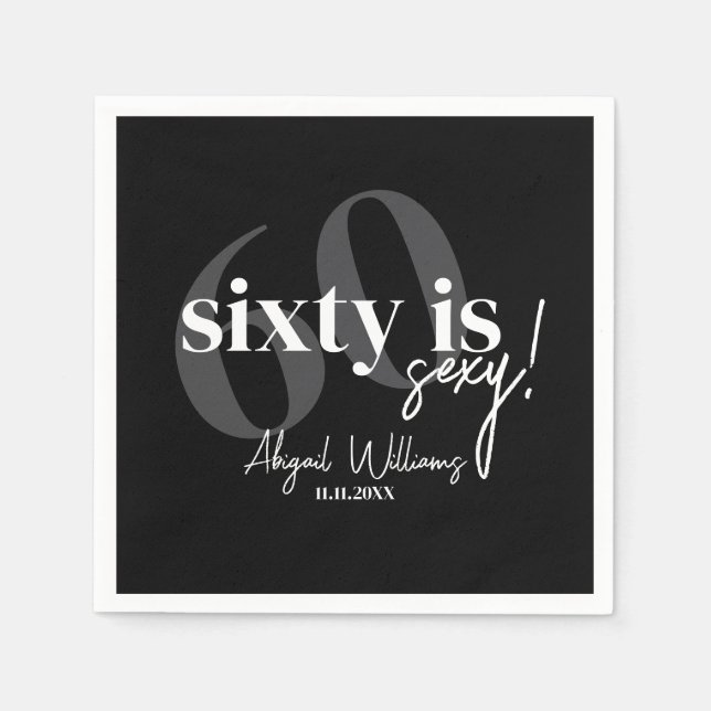 Fet typografi med kalligrafi 60:e Födelsedagsfeste Pappersservett (Framsidan)