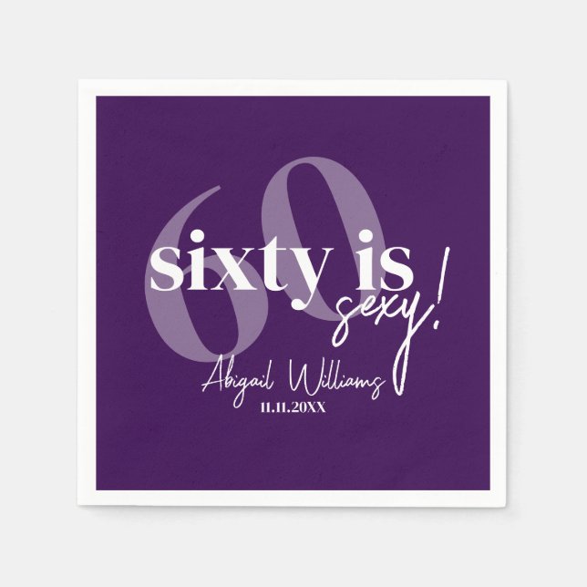 Fet typografi med kalligrafi 60:e Födelsedagsfeste Pappersservett (Framsidan)